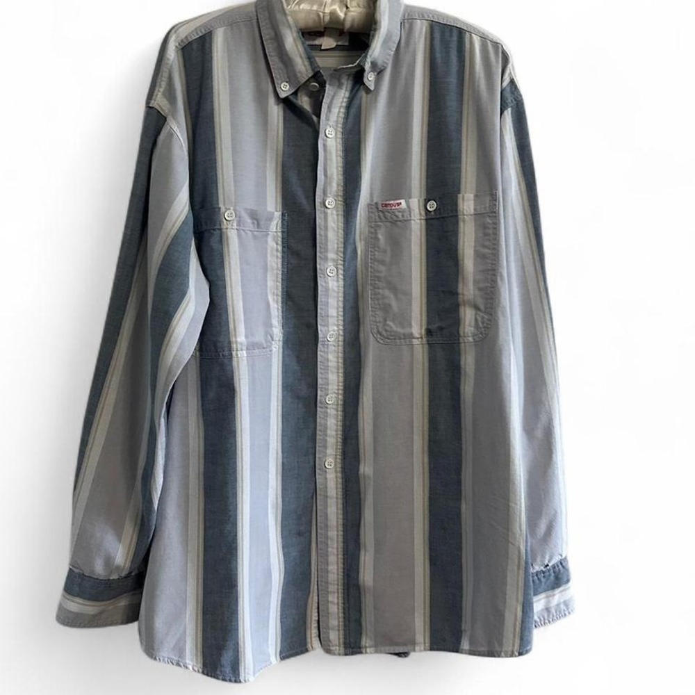 Vintage cabana striped button down blouse